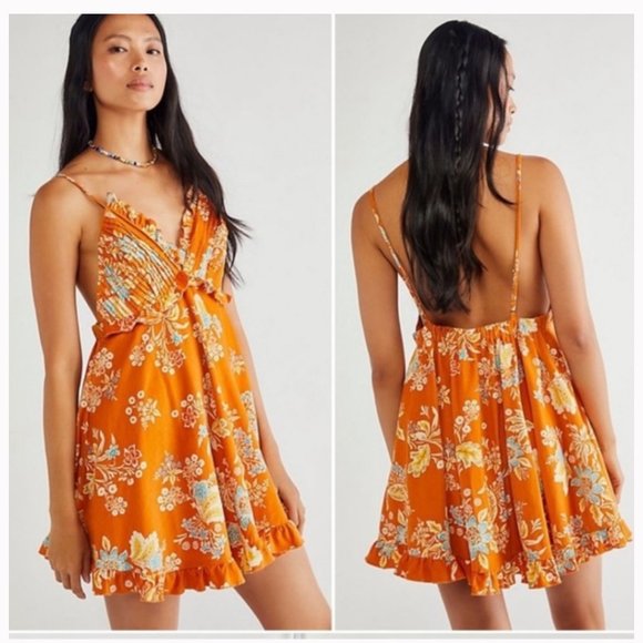 Free People Cord Looking Class Floral Mini Dress FP - Picture 1 of 4